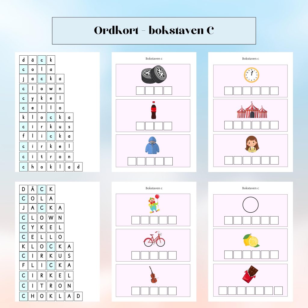 Ordkort – bokstaven C