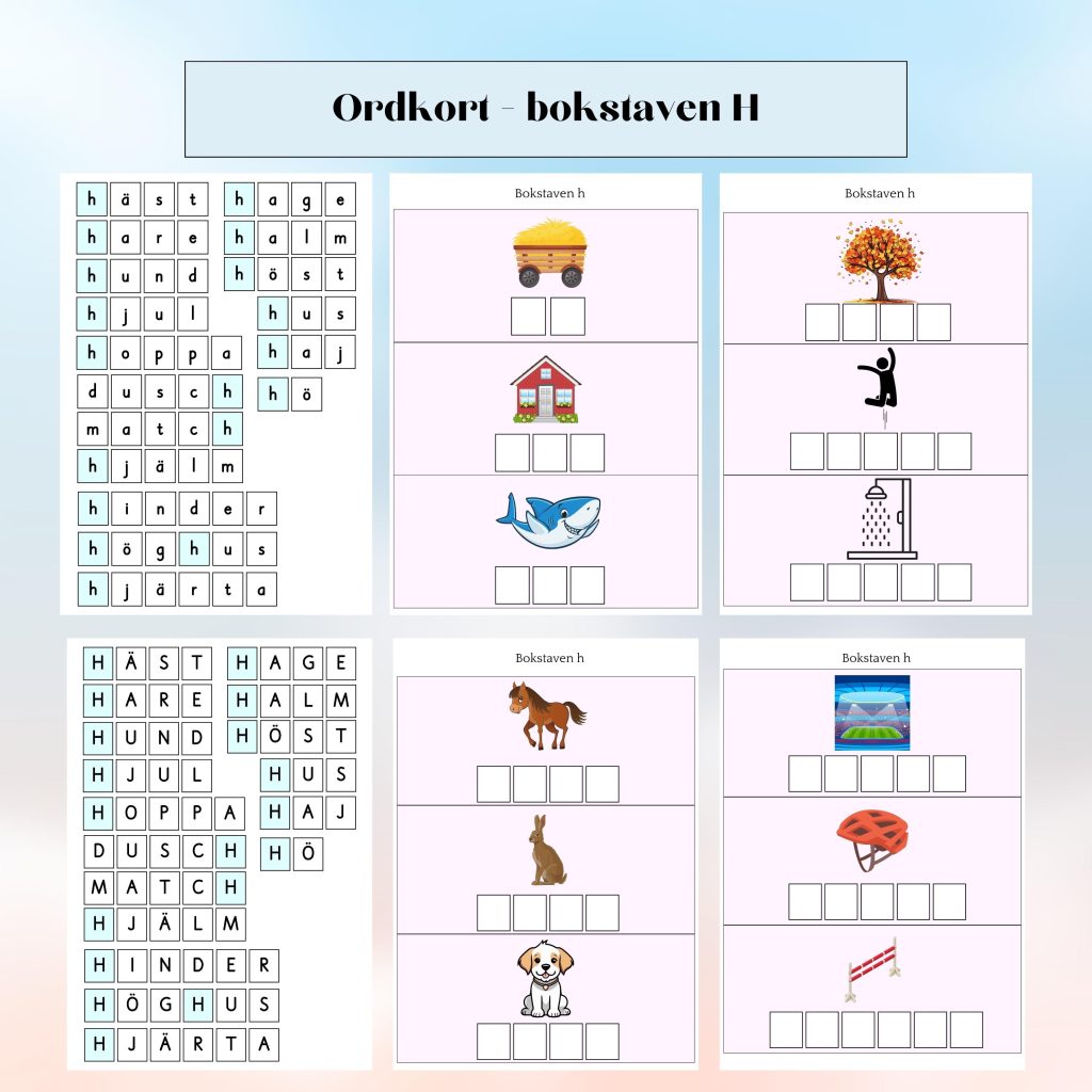Ordkort – bokstaven H