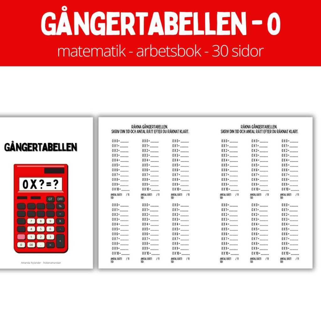 Gångertabellen – 0 – 30 sidor
