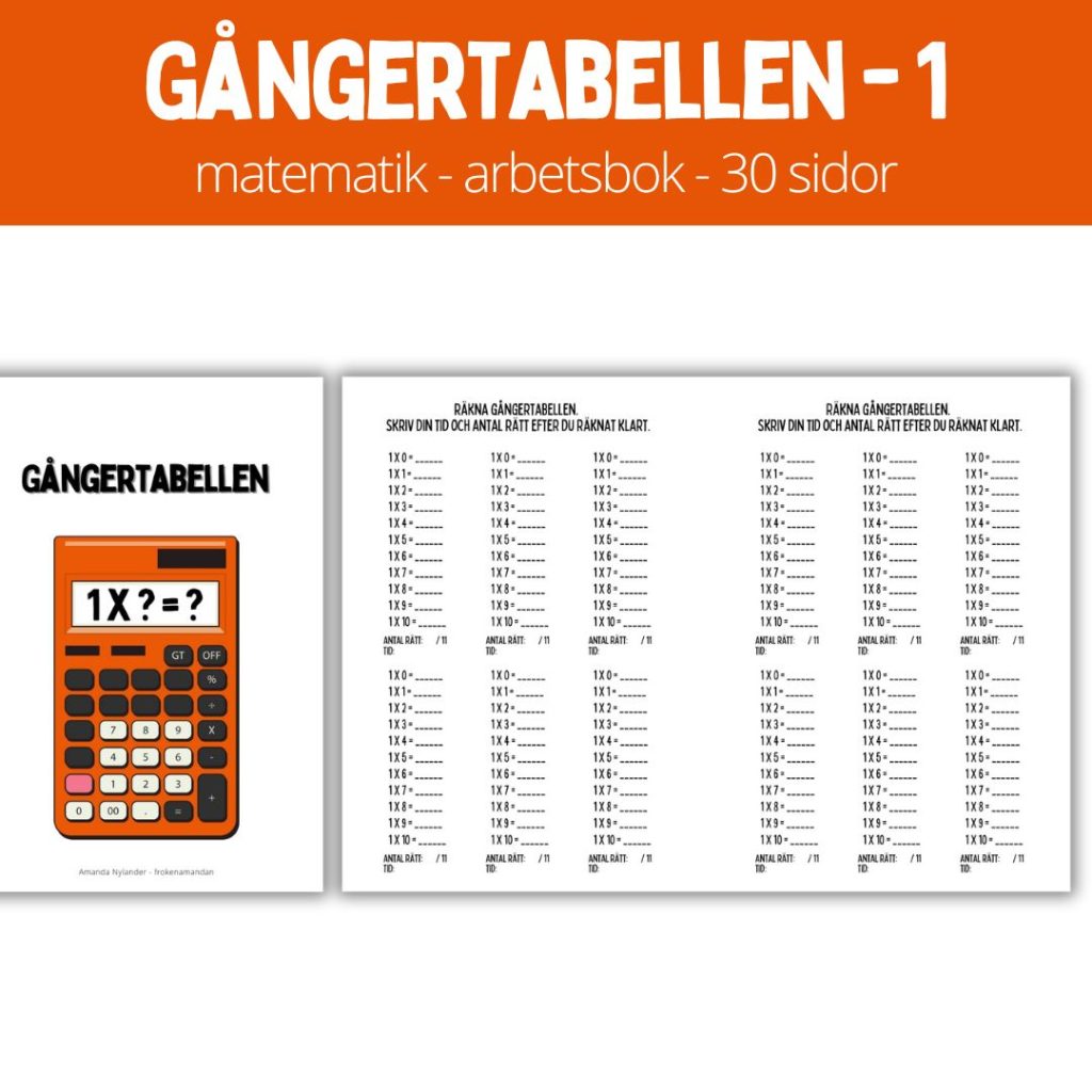 Gångertabellen – 1 – 30 sidor