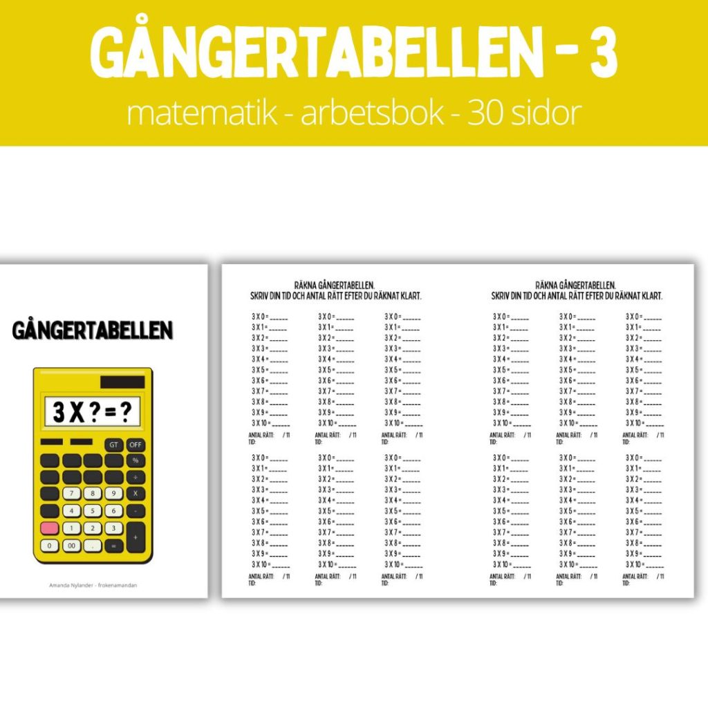 Gångertabellen – 3 – 30 sidor