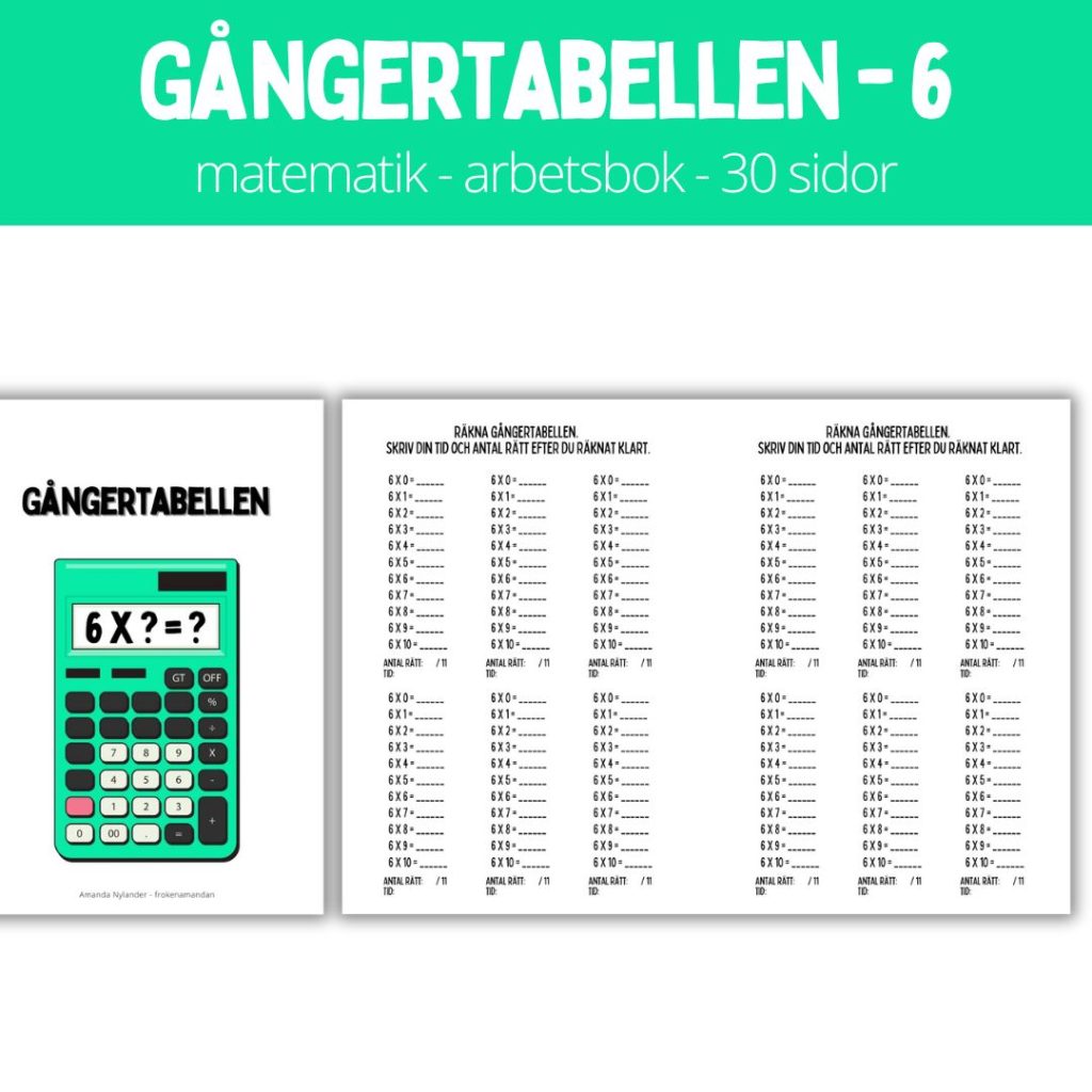 Gångertabellen – 6 – 30 sidor