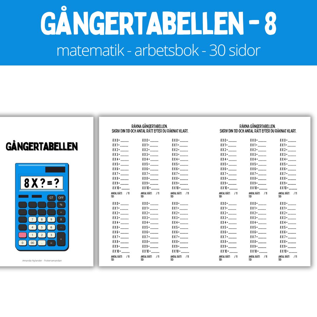 Gångertabellen - 8 - 30 sidor