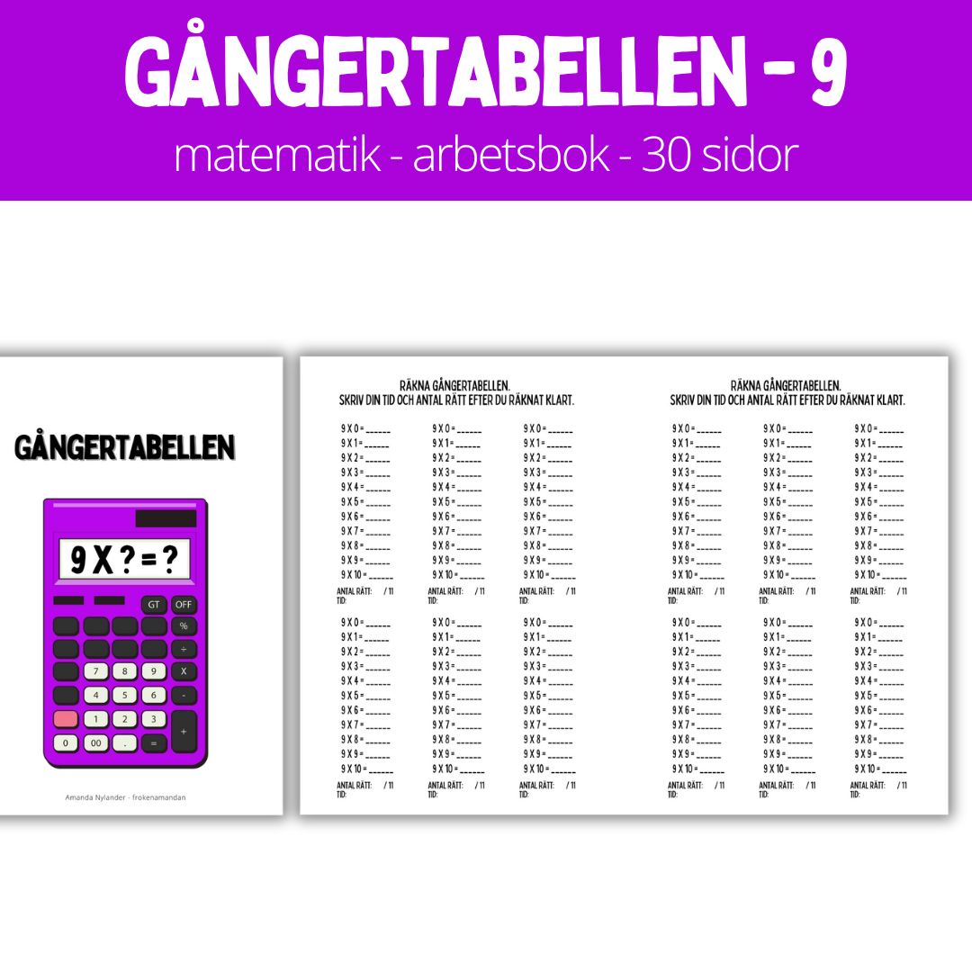 Gångertabellen - 9 - 30 sidor