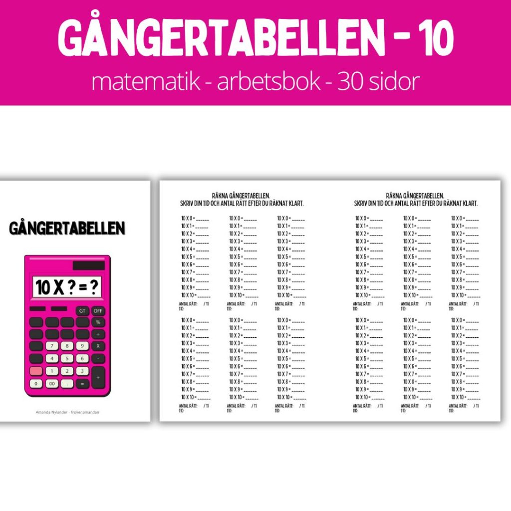 Gångertabellen – 10 – 30 sidor