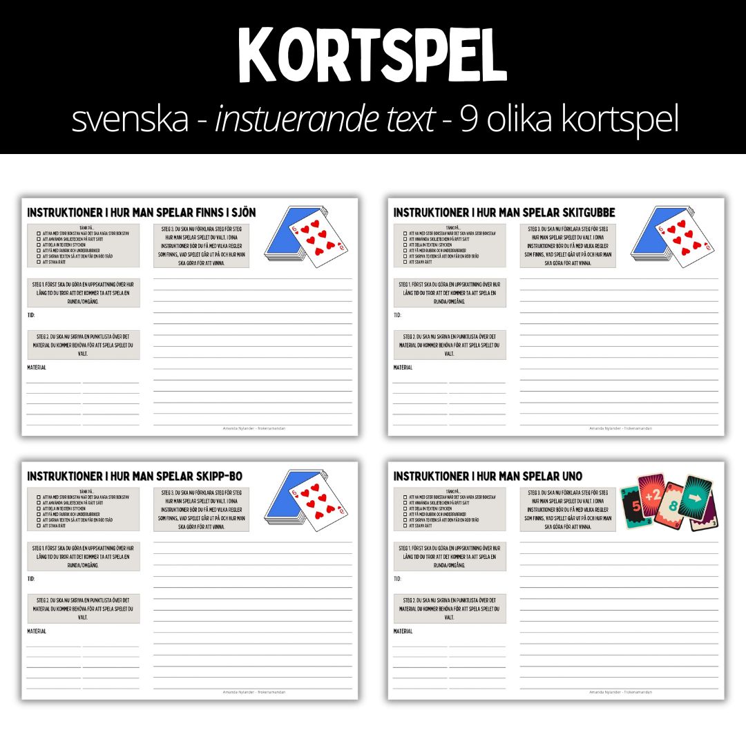 Instruerande text - hur man spelar olika kortspel