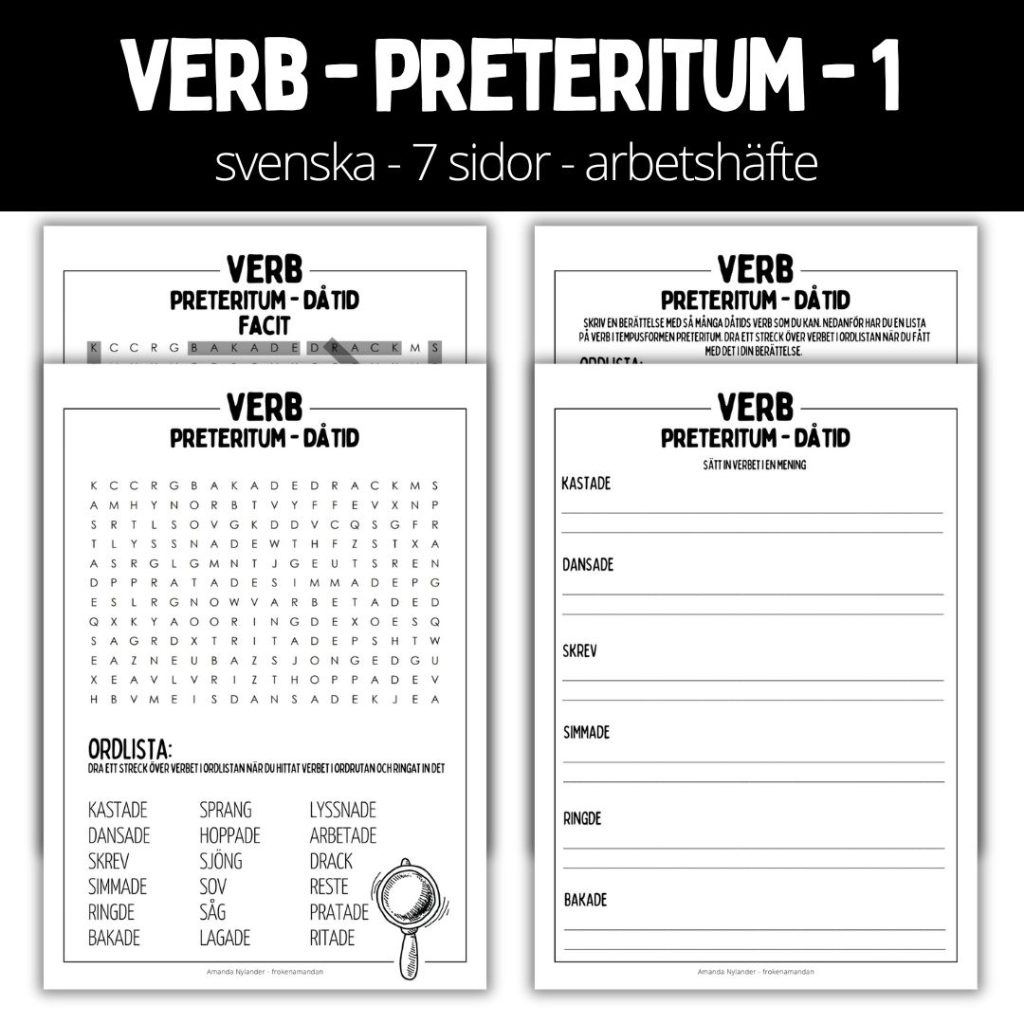 Verb (preteritum) – 7 sidor – arbetshäfte