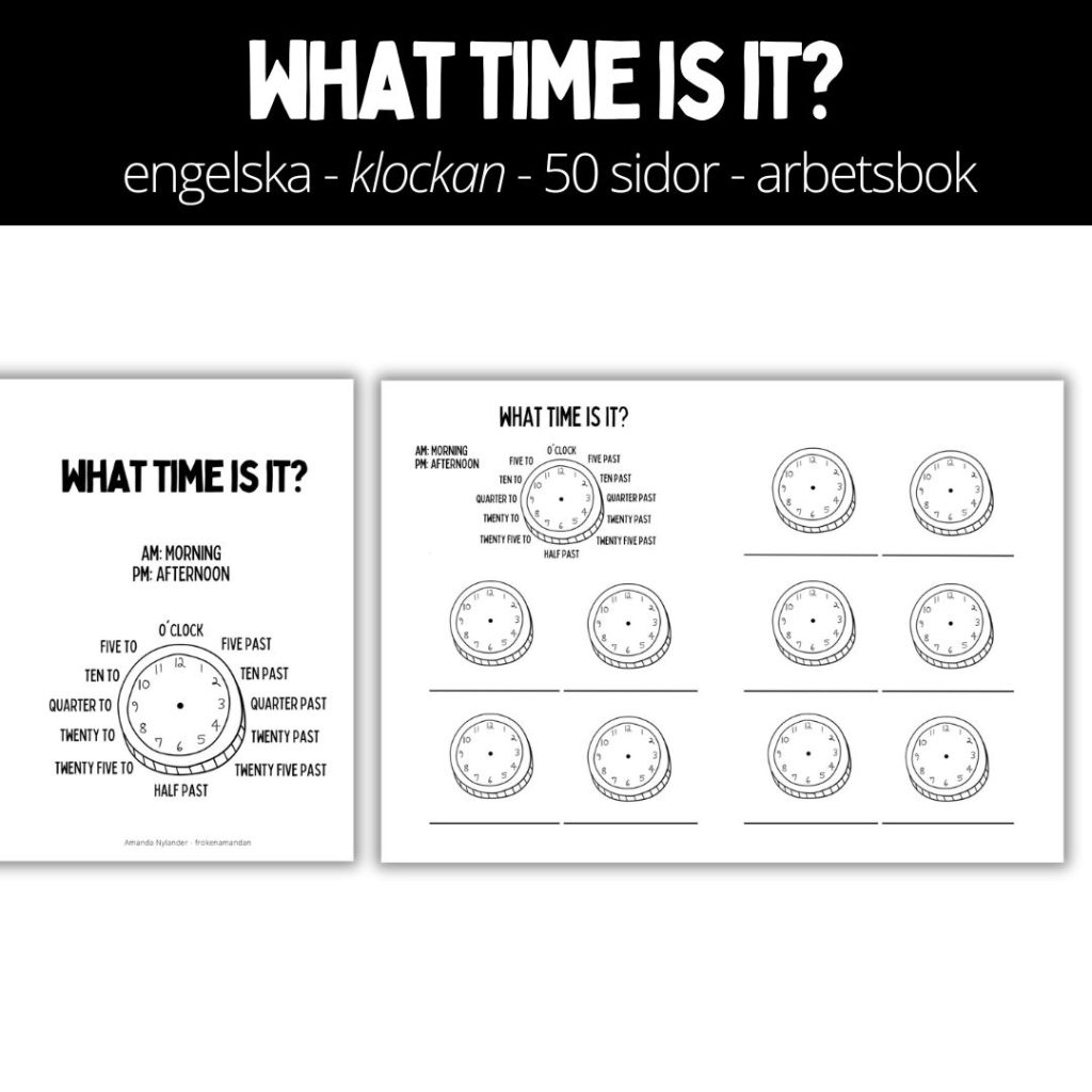 What time is it? – 20 sidor – arbetsbok