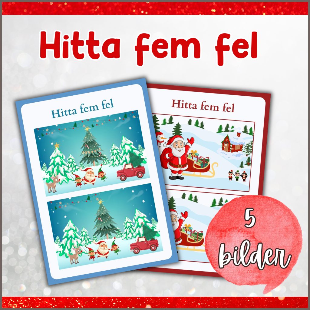 Hitta fem fel (Jul-bilder)