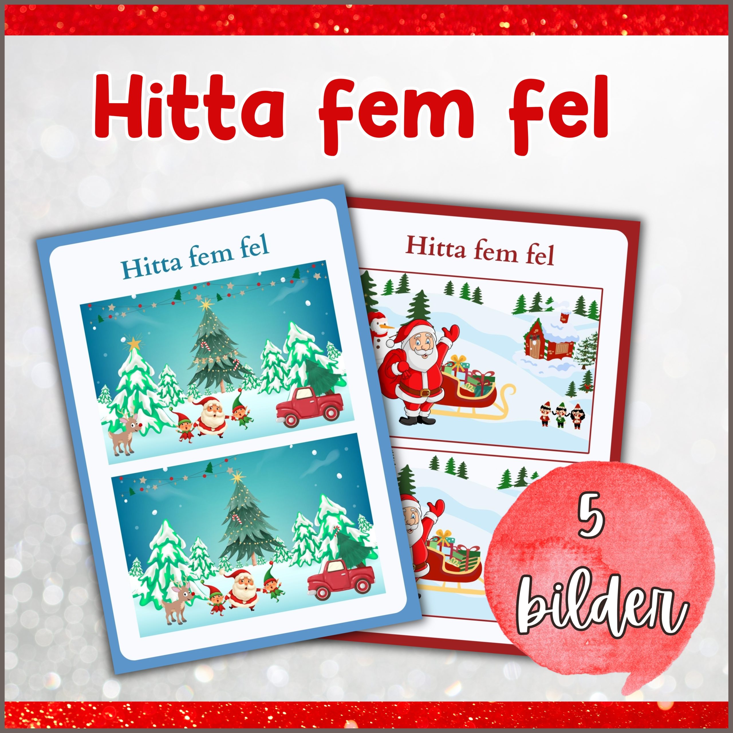 Hitta fem fel (Jul-bilder)