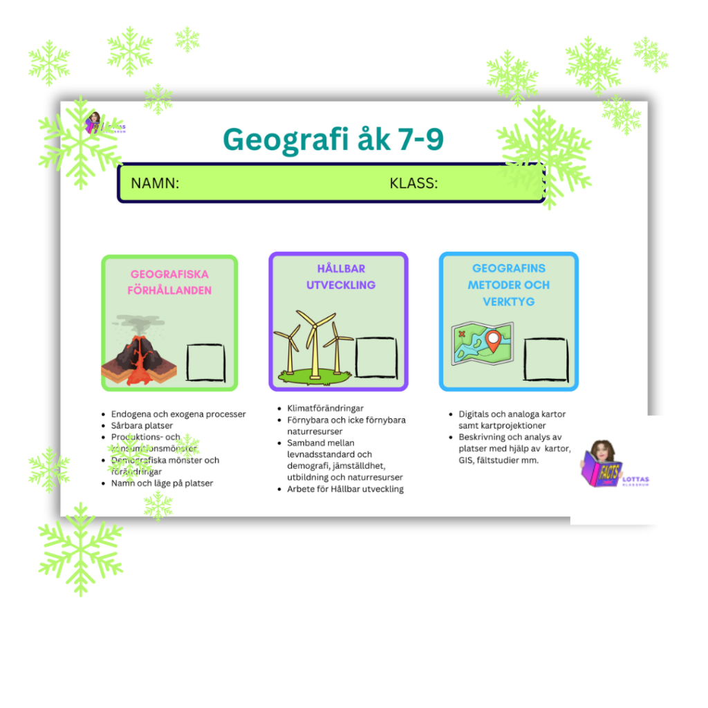 Centralt innehåll Geografi åk 7-9