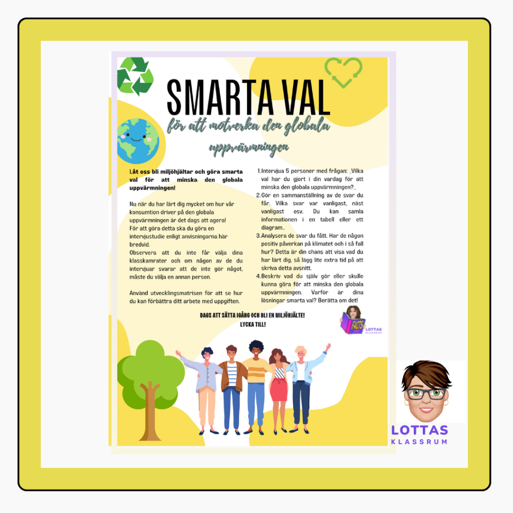 Uppgift om hållbar utveckling med utvecklingsmatris