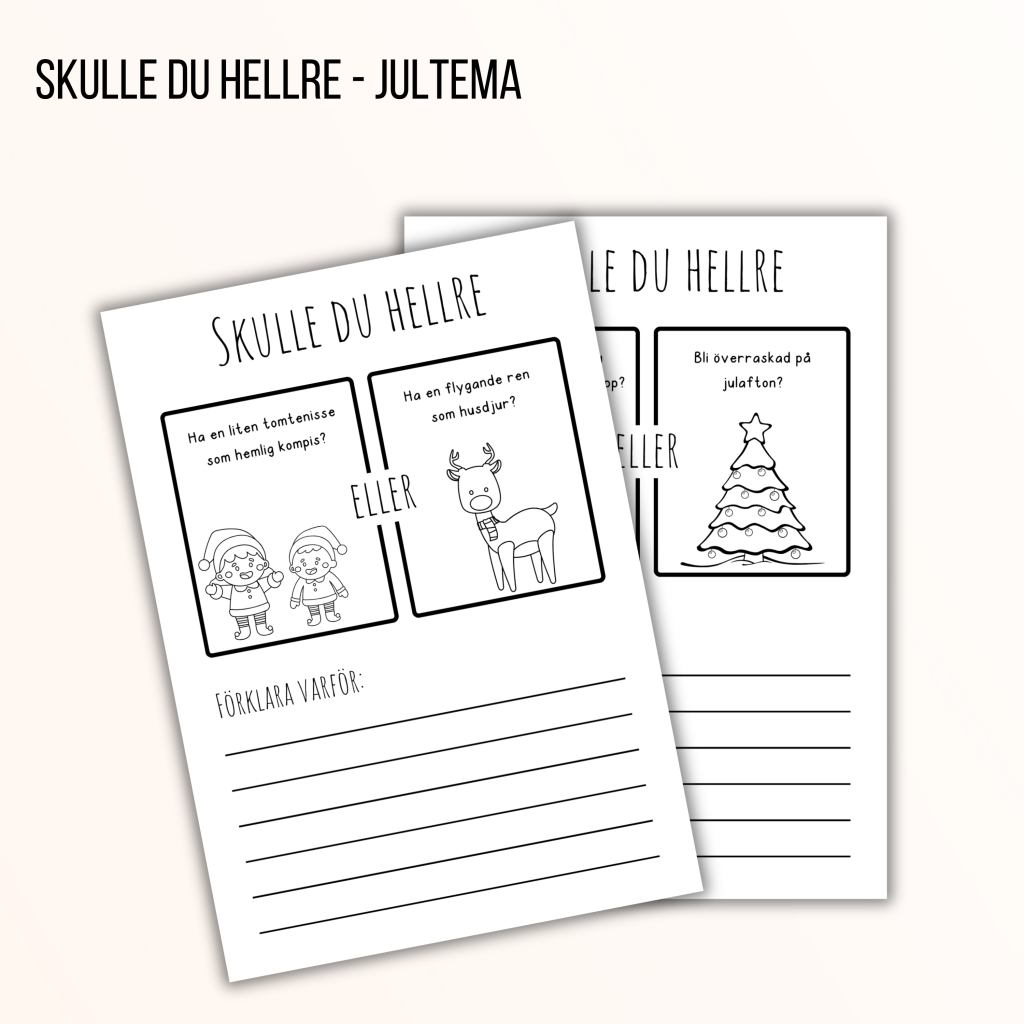 Skulle du hellre – Jultema (5 olika arbetsblad)