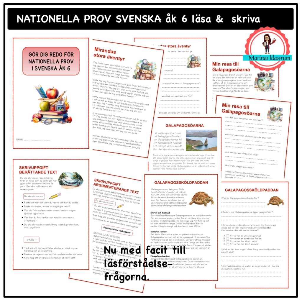 Nationella prov svenska åk 6 läsa och skriva B1+B2+C1+C2