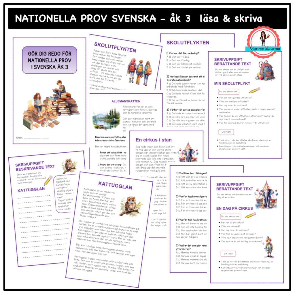Nationella prov svenska åk 3 – läsa och skriva