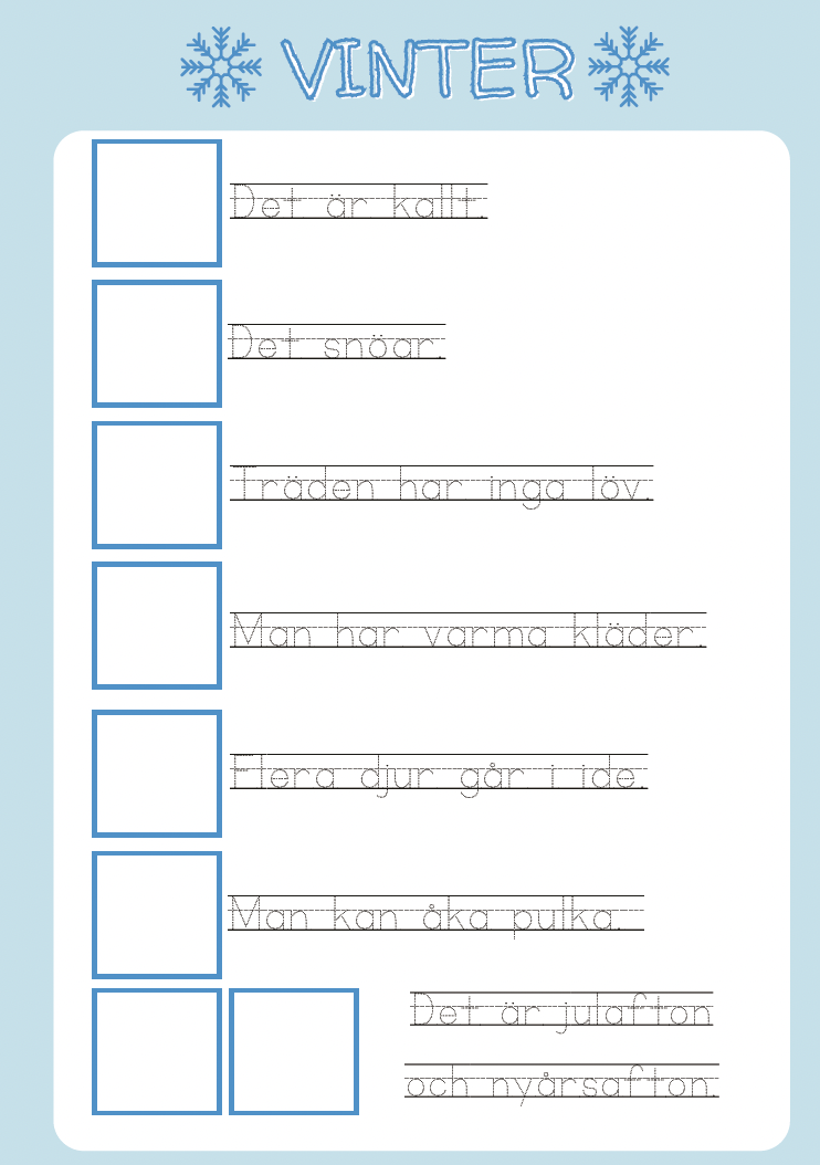 Arbetsblad årstiderna i 4 nivåer