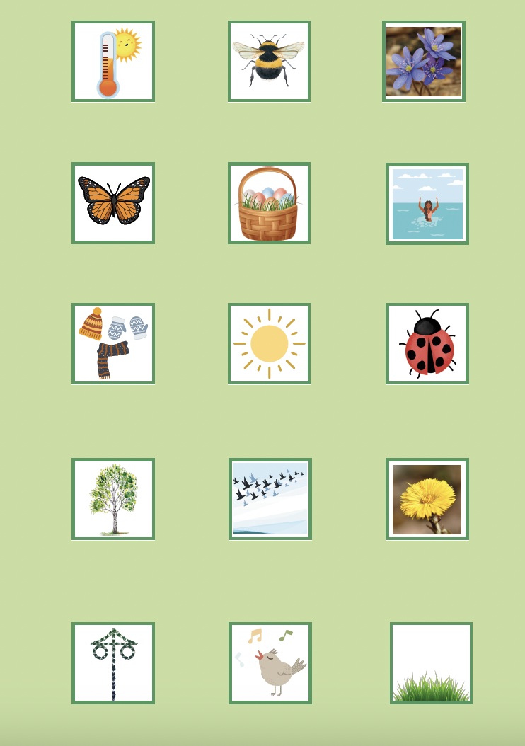 Arbetsblad årstiderna i 4 nivåer