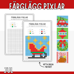 Pixelbilder - färglägg dolda motiv jul
