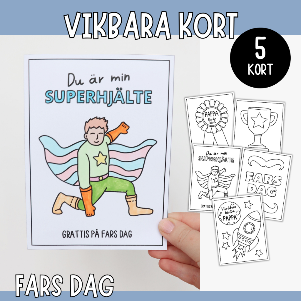 Fars dag-kort (vikbara) att färglägga – 5 motiv