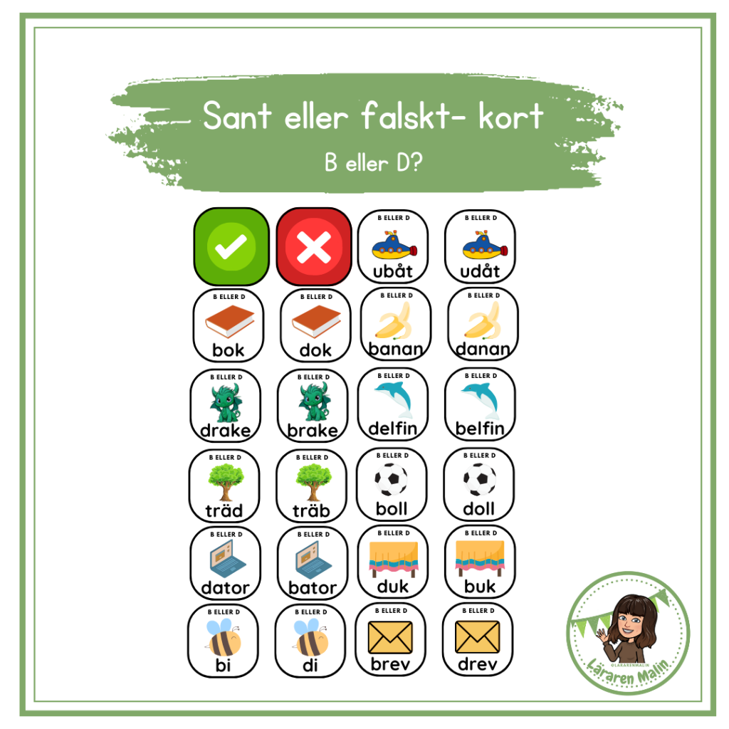 Sant eller falskt – B eller D?