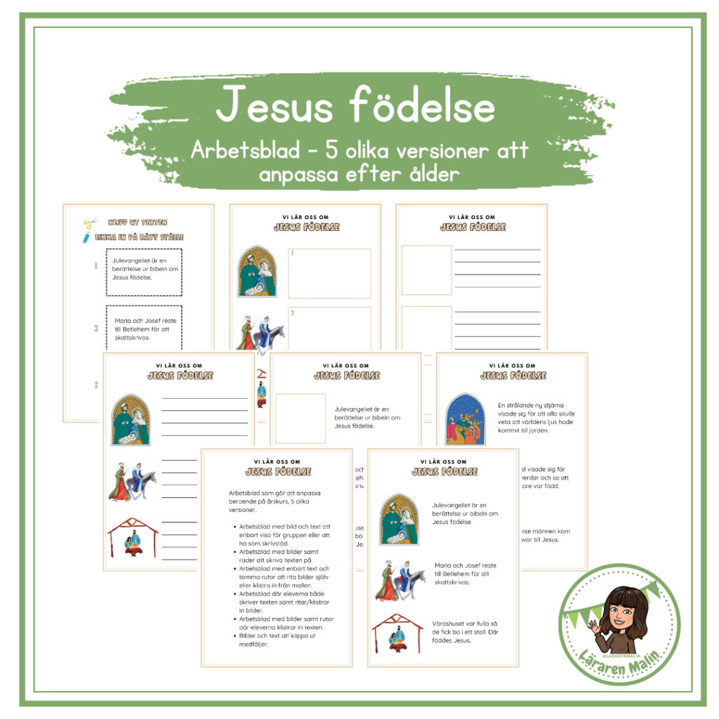 Jesus födelse – arbetsblad (fakta + bilder)