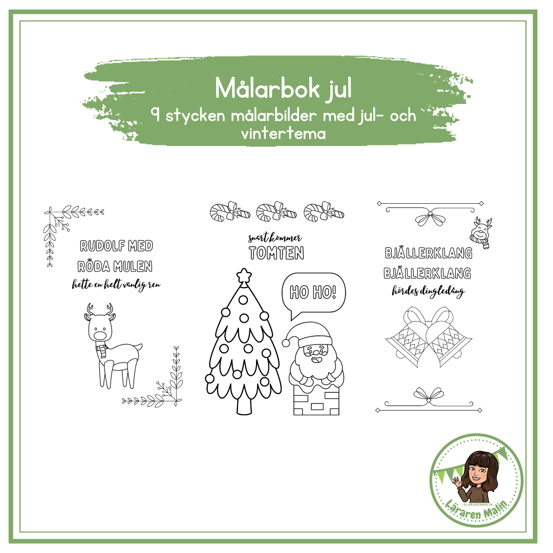 Målarbok/målarbilder med jul- vintertema