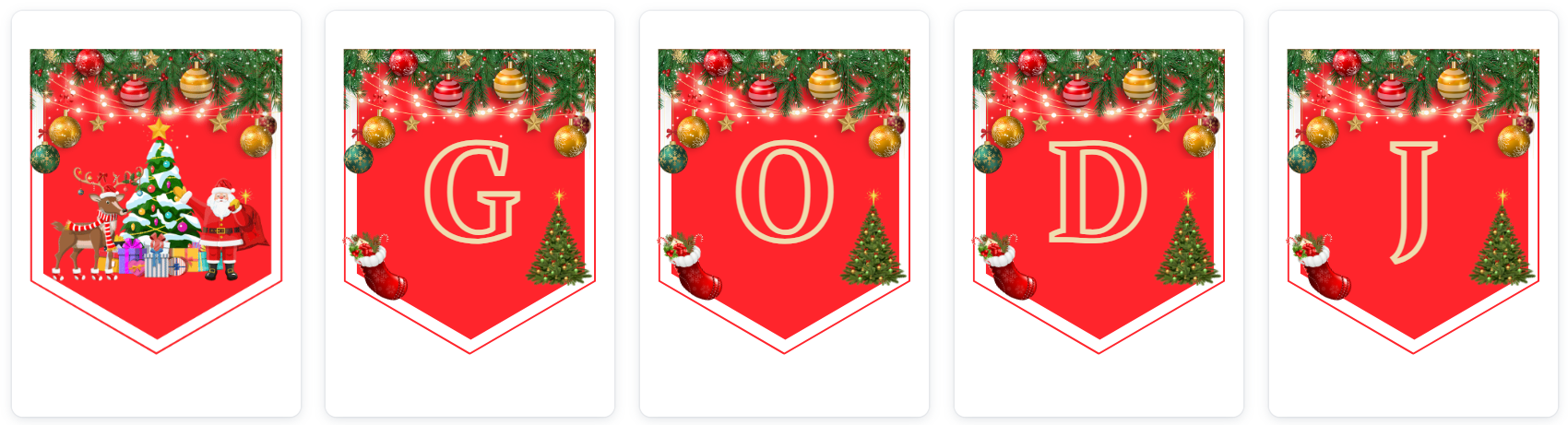 God Jul/Merry Christmas (vimplar, mallar till tipspromenad, bilder att färglägga)