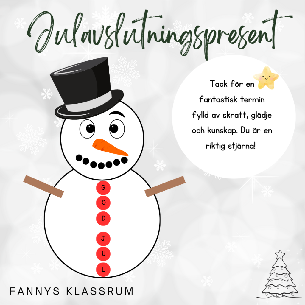 Julavslutningspresent snögubbe