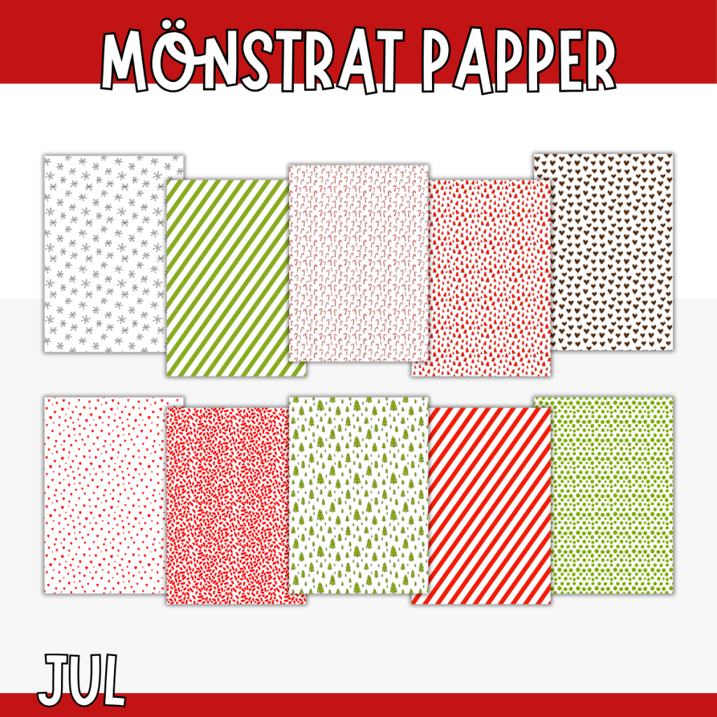 Mönstrat papper till julpyssel