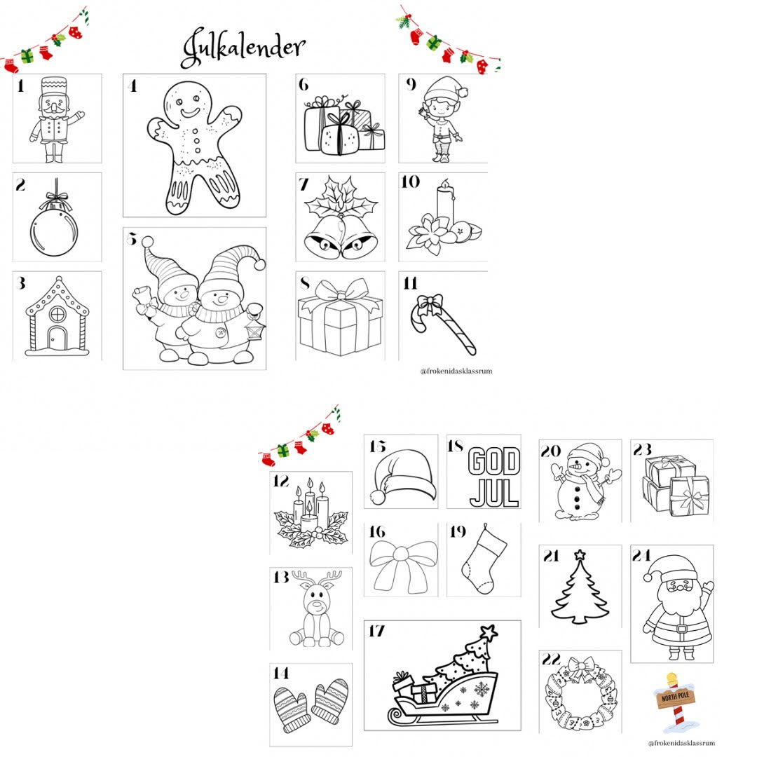 Julkalender färglägg