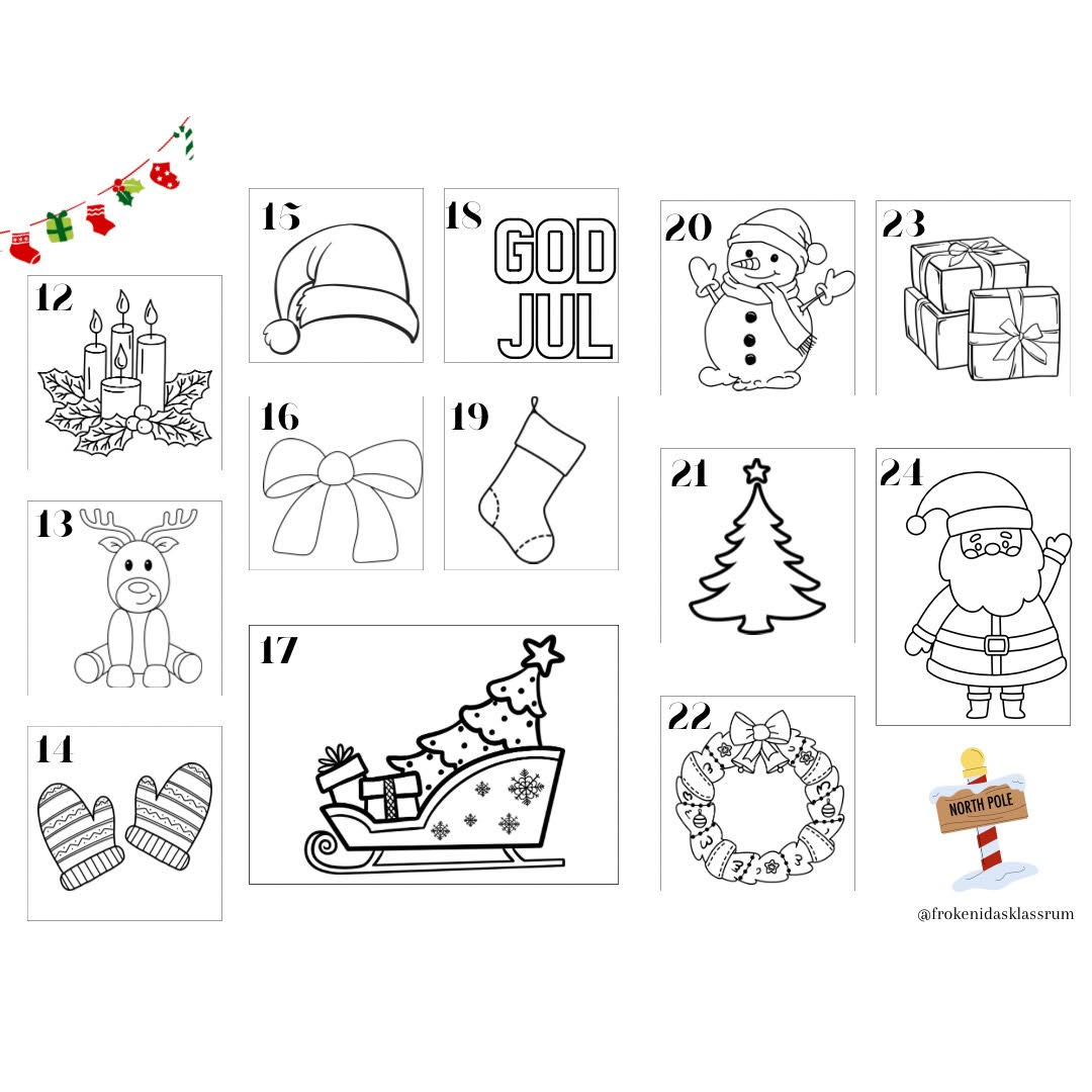 Julkalender färglägg