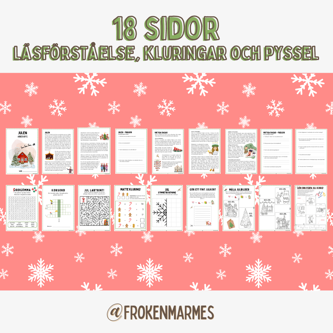 Julen - Arbetshäfte (Läsförståelse, kluringar och pyssel)