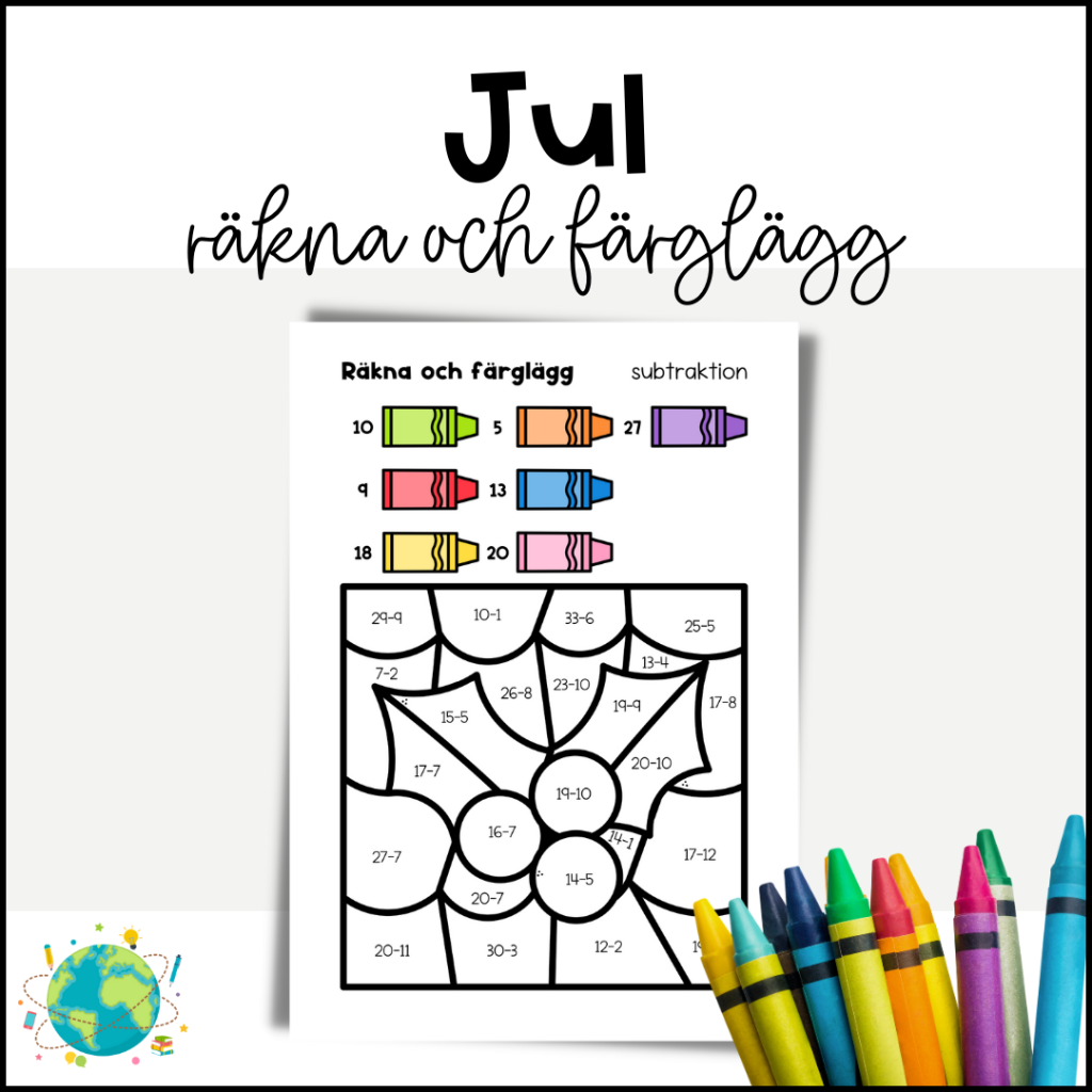 Jul – Räkna och färglägg subtraktion