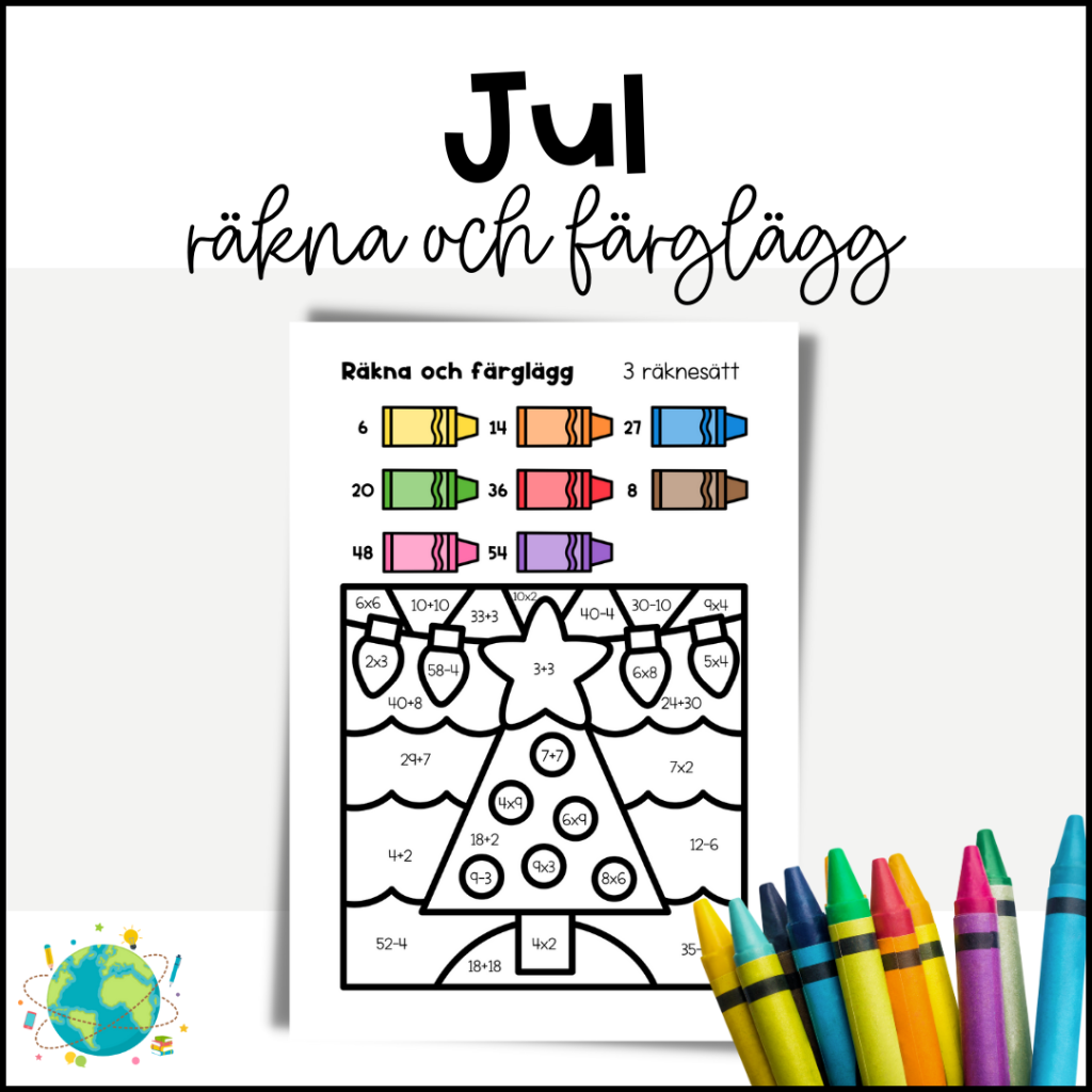 Jul – Räkna och färglägg 3 räknesätt