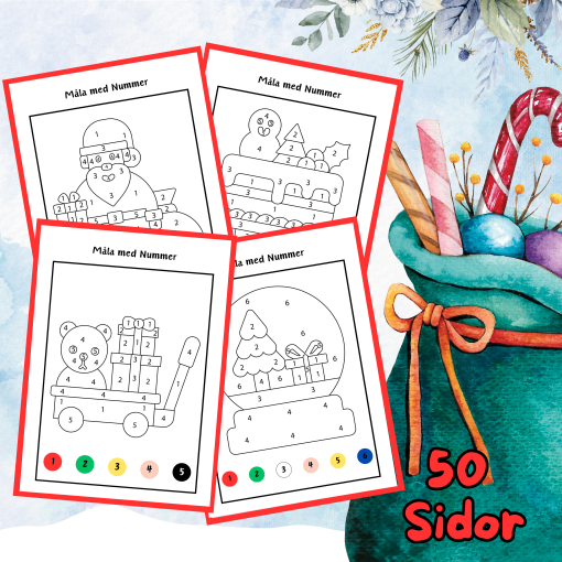Måla med Nummer Jul Enkel Nr 1 - Nr 5 Paket