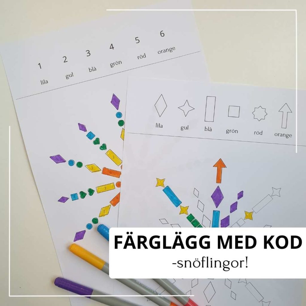 Färglägg med kod – siffror och former