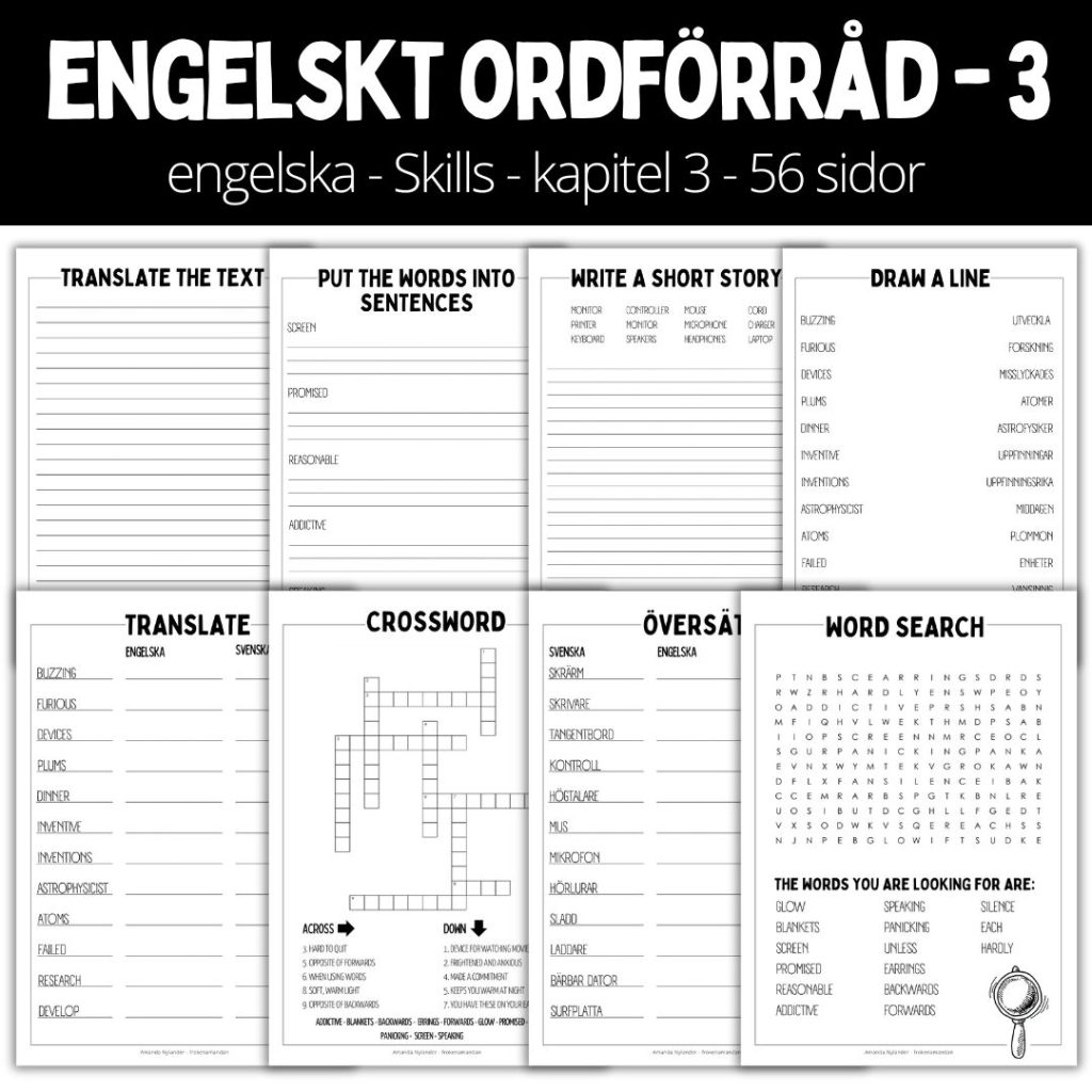 Arbetshäfte 3 – 56 sidor – engelskt ordförråd
