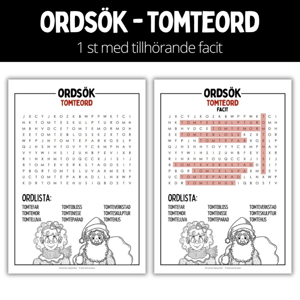 Ordsök – tomteord – 2