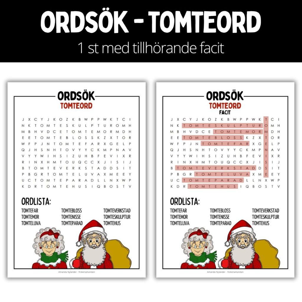 Ordsök – tomteord – 1