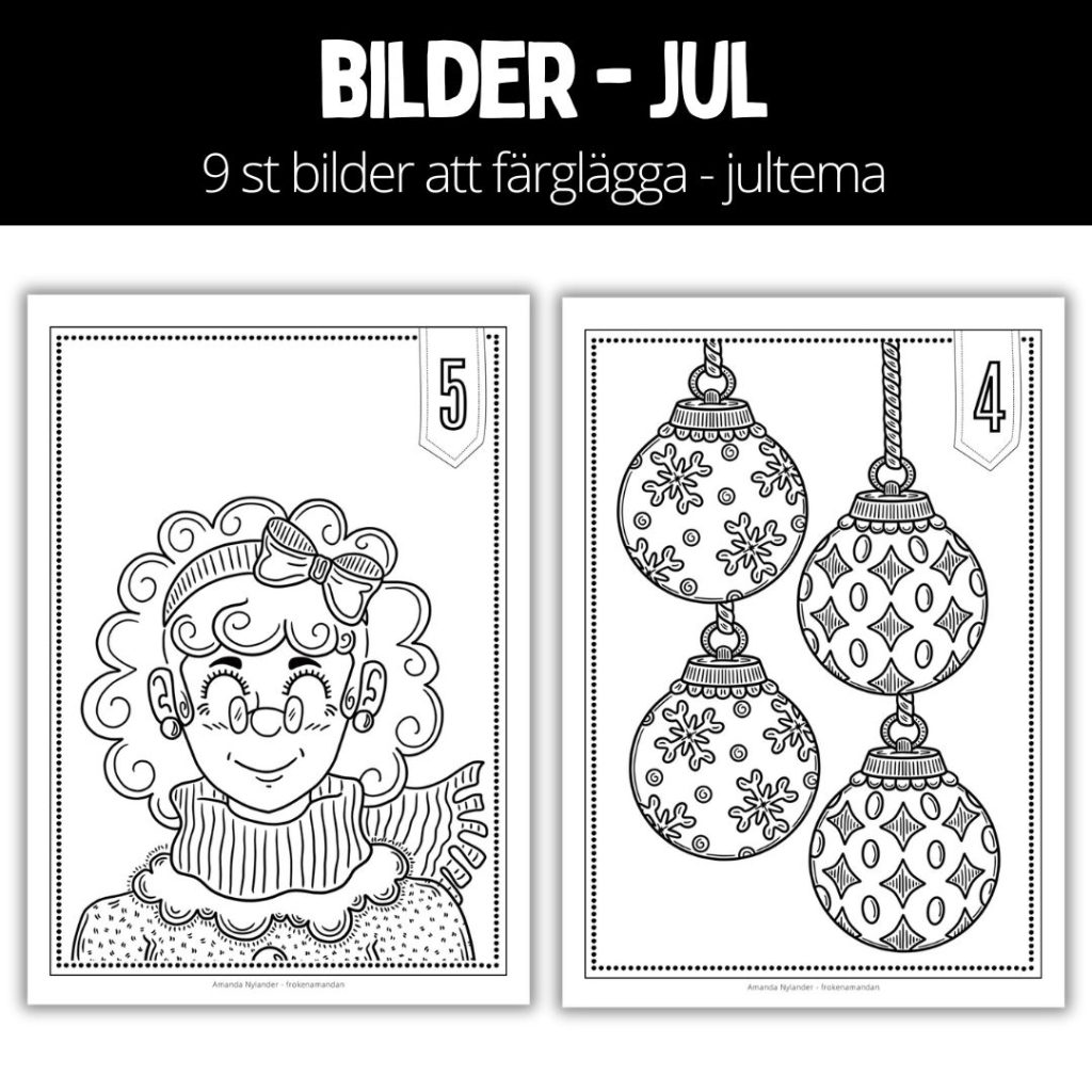 Bilder att färglägga – med julmotiv