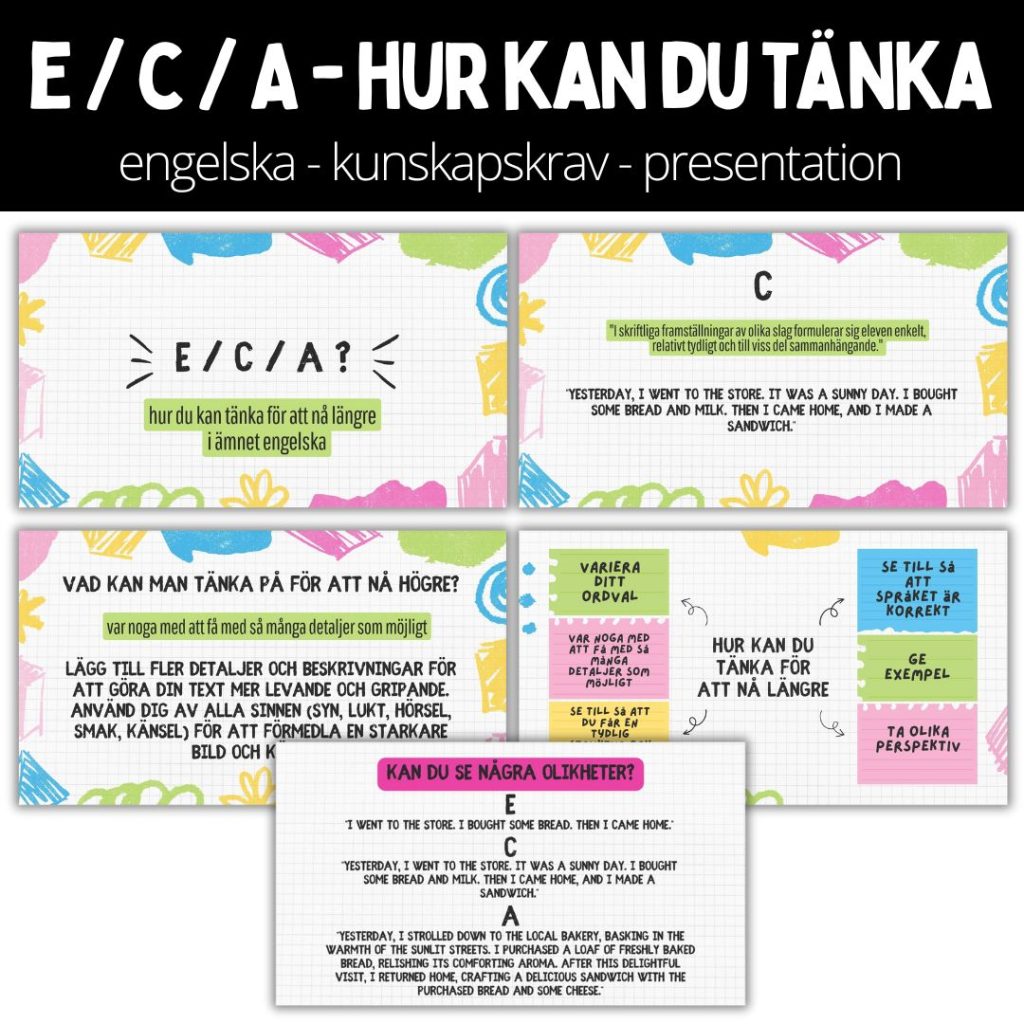 E / C / A – Hur kan du tänka – exemplifiering av kunskapskraven – engelska