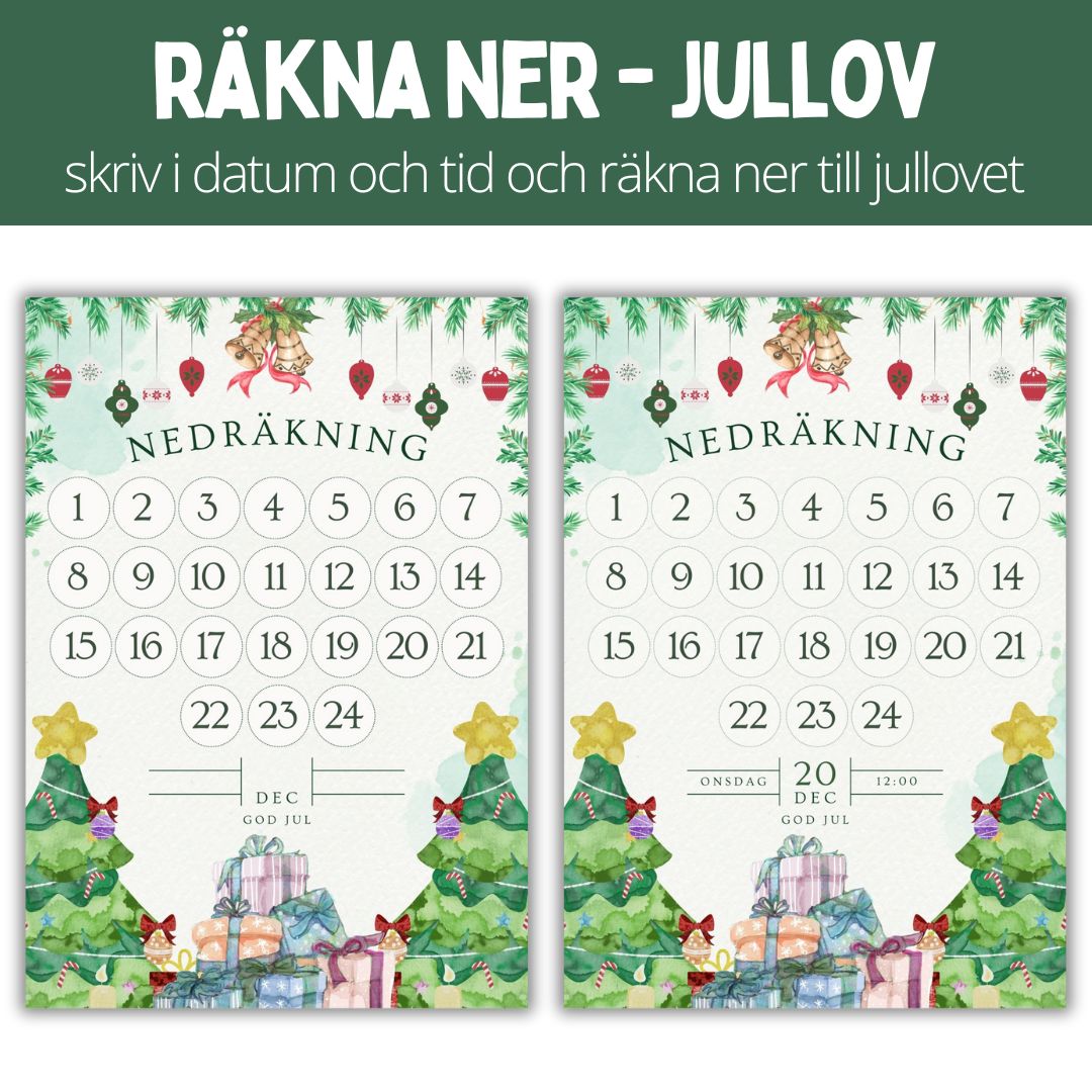 Nedräkning - räkna ner till jullovet
