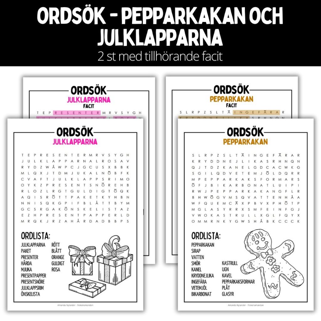 Ordsök – pepparkakan & julklapparna – 2