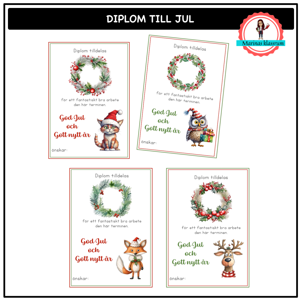 Diplom till jul – djur