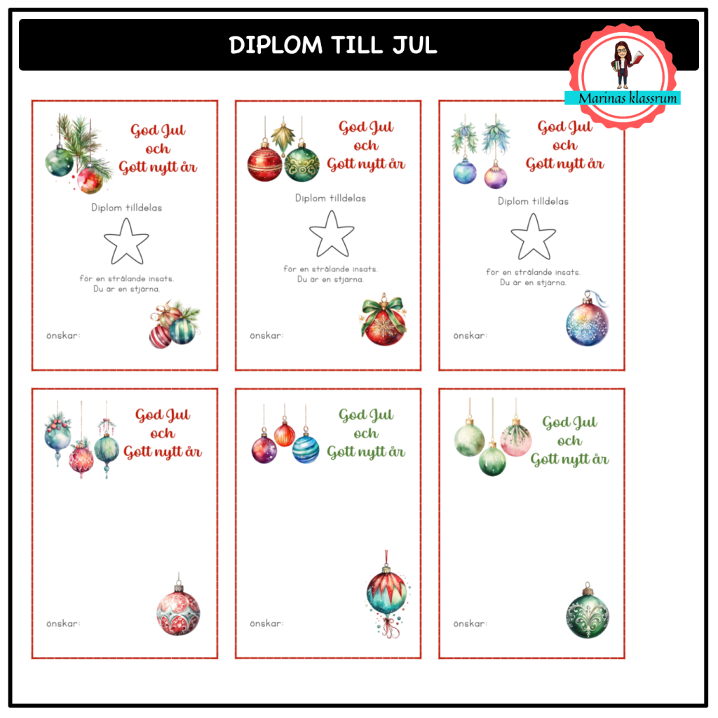 Diplom till jul – julkulor