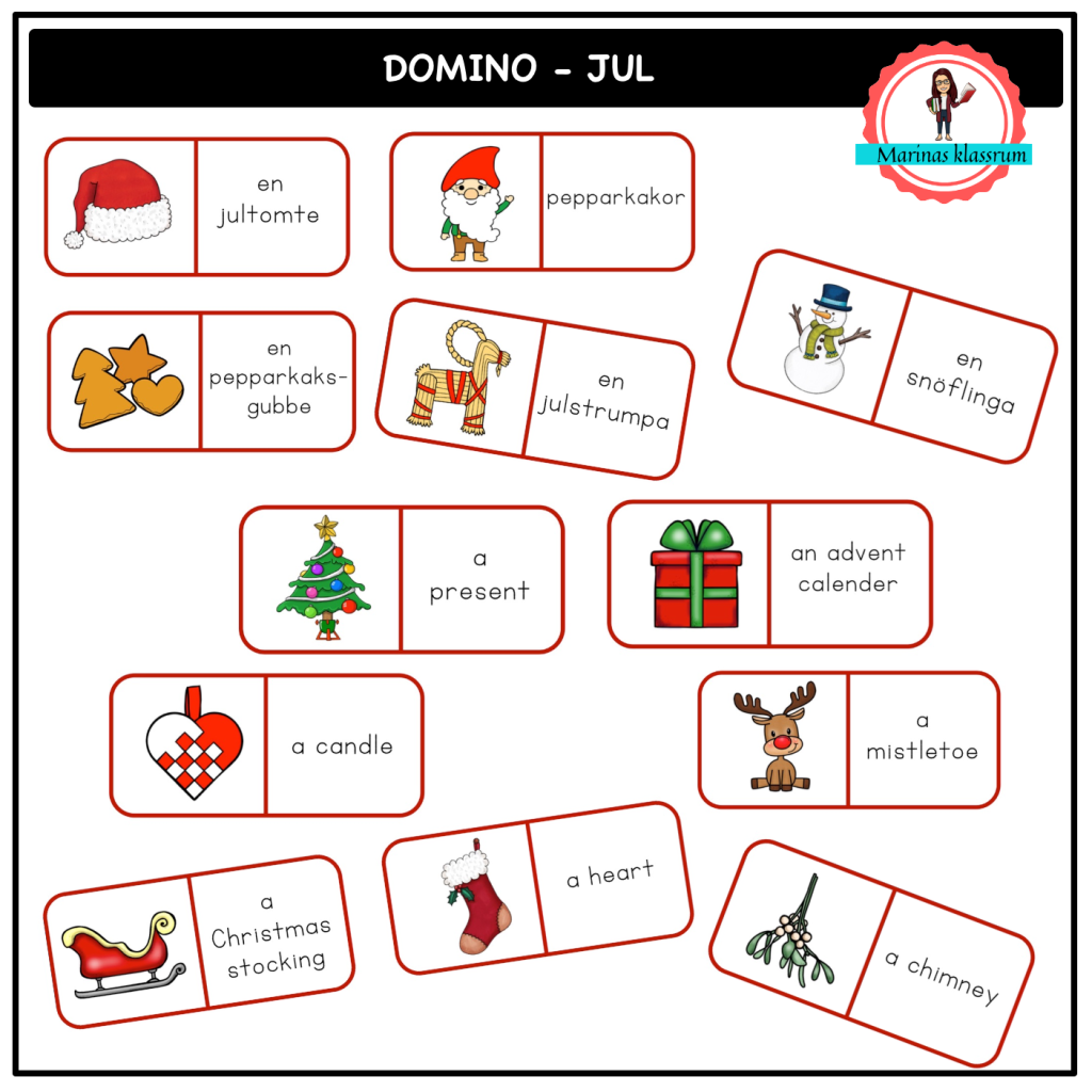 Läsdomino – jul + Christmas