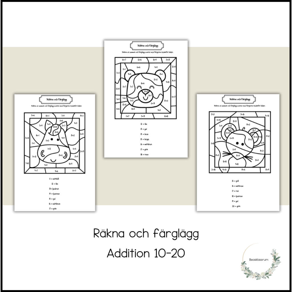 Räkna och färglägg – addition
