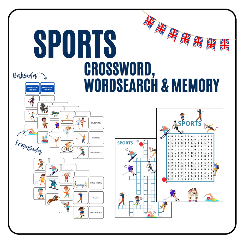 Sports: Crossword, wordsearch and memory