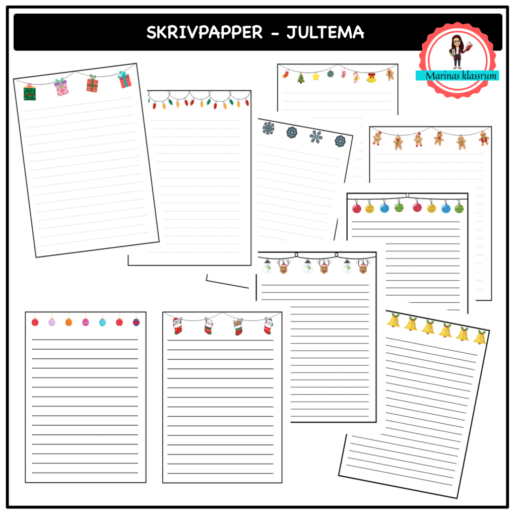 Skriv papper med jultema