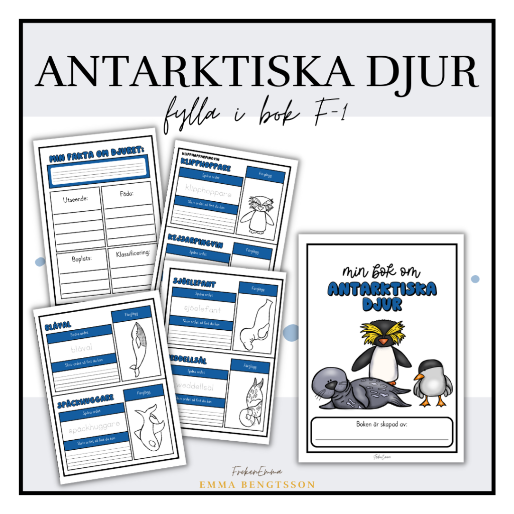 Antarktiska djur – fylla i bok F-1